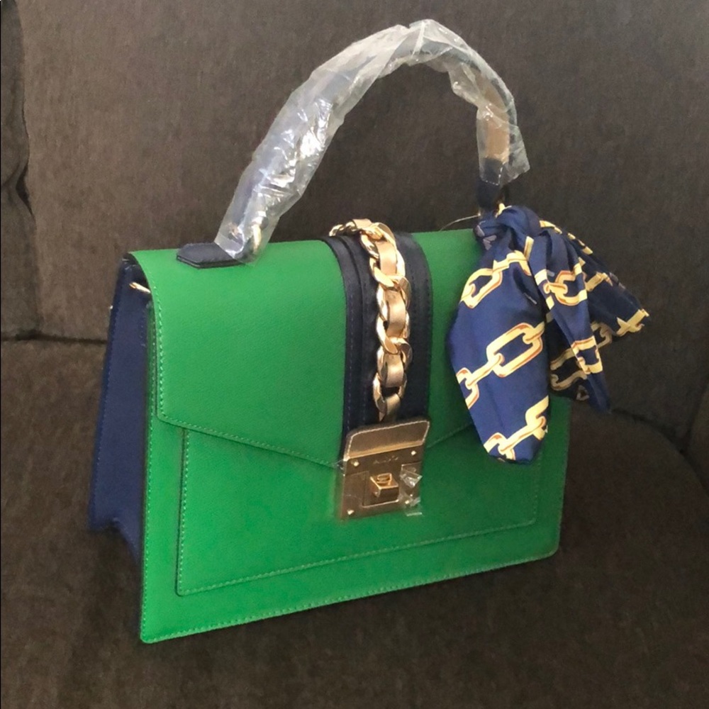 Aldo Satchel Bag Green/Navy Blue